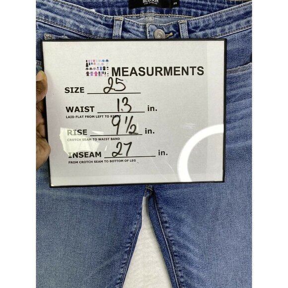 Hudson Womens Barbara High Rise Distressed Blue Denim Super Skinny‎ Jeans SZ 25 - Picture 10 of 11